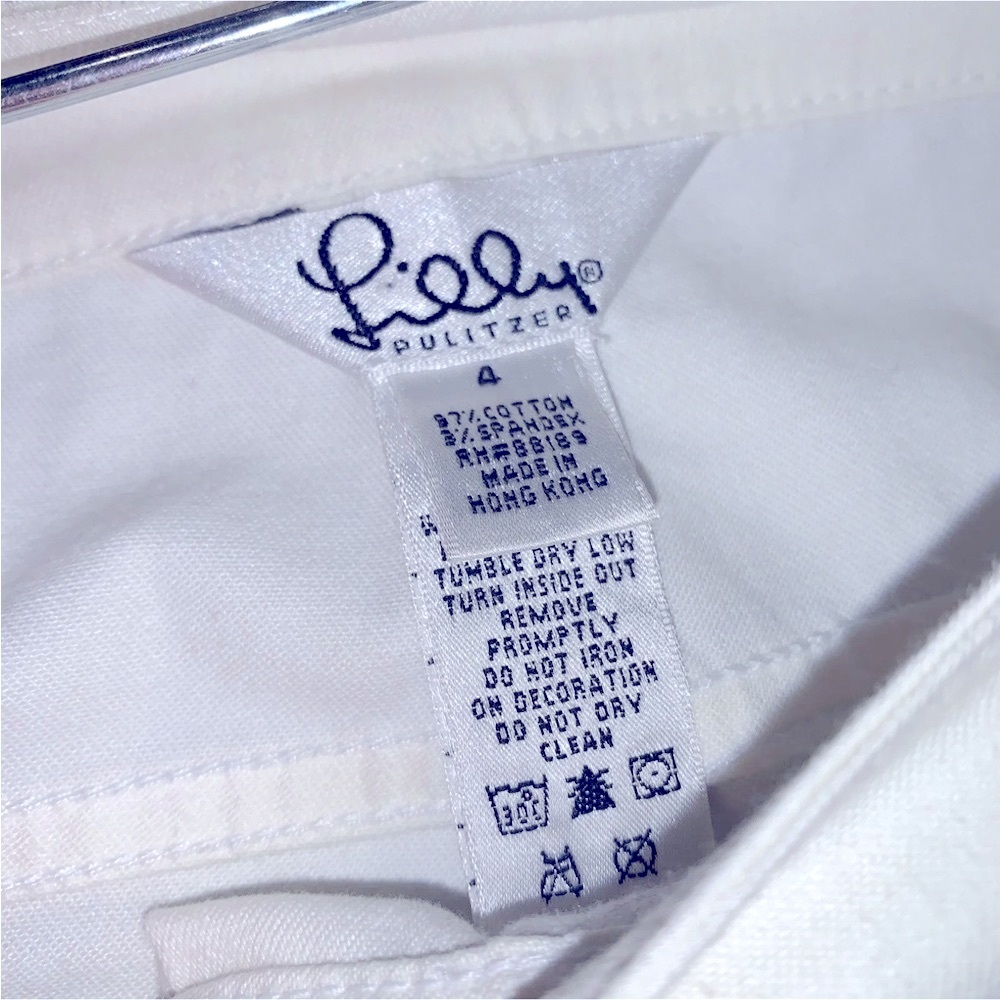 Lilly Pulitzer Jeans Resort White Beaded Palm Tree Ankle Cropped Size 4 - Picture 5 of 7